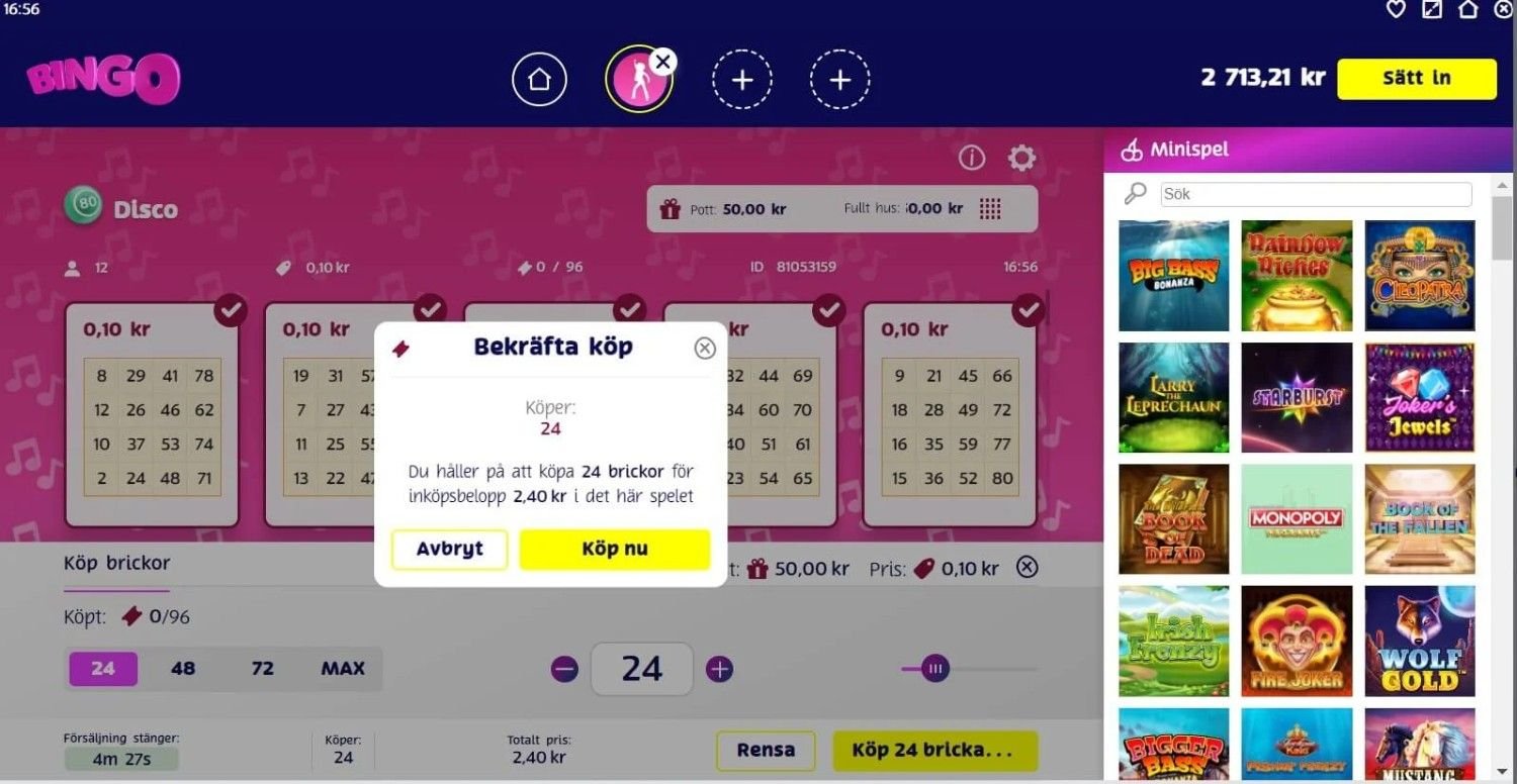 PlayOJO Disco Bingo Screenshot 1